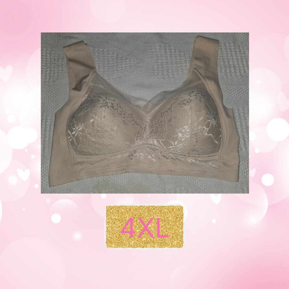 Soft Lace Wireless Bra - Nude 4XL